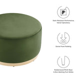 Tilden Large 29" Round Performance Velvet Upholstered Ottoman by Lefancy