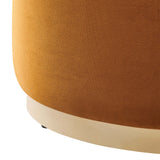 Tilden Large 29" Round Performance Velvet Upholstered Ottoman by Lefancy