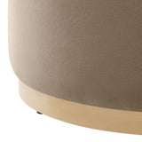 Tilden Large 29" Round Performance Velvet Upholstered Ottoman by Lefancy
