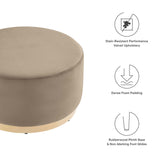 Tilden Large 29" Round Performance Velvet Upholstered Ottoman by Lefancy