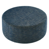 Callum Large 38" Round Woven Heathered Fabric Upholstered Ottoman by Lefancy