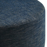 Callum Large 38" Round Woven Heathered Fabric Upholstered Ottoman by Lefancy