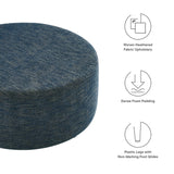 Callum Large 38" Round Woven Heathered Fabric Upholstered Ottoman by Lefancy