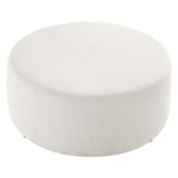 Callum Large 38" Round Woven Heathered Fabric Upholstered Ottoman by Lefancy