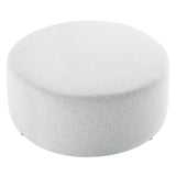 Callum Large 38" Round Woven Heathered Fabric Upholstered Ottoman by Lefancy