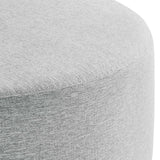 Callum Large 38" Round Woven Heathered Fabric Upholstered Ottoman by Lefancy