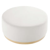 Tilden Large 38" Round Performance Velvet Upholstered Ottoman by Lefancy