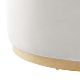 Tilden Large 38" Round Performance Velvet Upholstered Ottoman by Lefancy