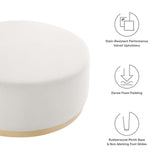Tilden Large 38" Round Performance Velvet Upholstered Ottoman by Lefancy