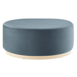 Tilden Large 38" Round Performance Velvet Upholstered Ottoman by Lefancy