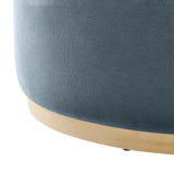 Tilden Large 38" Round Performance Velvet Upholstered Ottoman by Lefancy