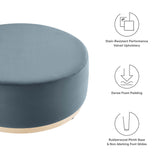 Tilden Large 38" Round Performance Velvet Upholstered Ottoman by Lefancy
