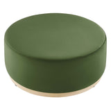 Tilden Large 38" Round Performance Velvet Upholstered Ottoman by Lefancy