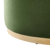 Tilden Large 38" Round Performance Velvet Upholstered Ottoman by Lefancy