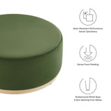 Tilden Large 38" Round Performance Velvet Upholstered Ottoman by Lefancy