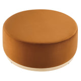 Tilden Large 38" Round Performance Velvet Upholstered Ottoman by Lefancy