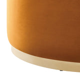 Tilden Large 38" Round Performance Velvet Upholstered Ottoman by Lefancy