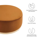 Tilden Large 38" Round Performance Velvet Upholstered Ottoman by Lefancy