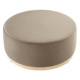 Tilden Large 38" Round Performance Velvet Upholstered Ottoman by Lefancy