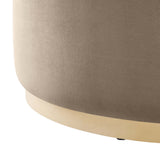 Tilden Large 38" Round Performance Velvet Upholstered Ottoman by Lefancy