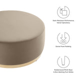 Tilden Large 38" Round Performance Velvet Upholstered Ottoman by Lefancy