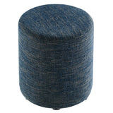 Callum 16" Round Woven Heathered Fabric Upholstered Ottoman by Lefancy