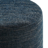Callum 16" Round Woven Heathered Fabric Upholstered Ottoman by Lefancy