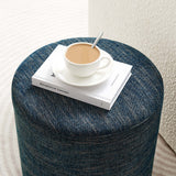 Callum 16" Round Woven Heathered Fabric Upholstered Ottoman by Lefancy