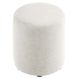 Callum 16" Round Woven Heathered Fabric Upholstered Ottoman by Lefancy