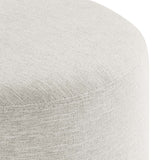 Callum 16" Round Woven Heathered Fabric Upholstered Ottoman by Lefancy