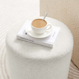 Callum 16" Round Woven Heathered Fabric Upholstered Ottoman by Lefancy