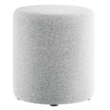 Callum 16" Round Woven Heathered Fabric Upholstered Ottoman by Lefancy