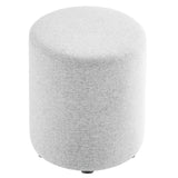 Callum 16" Round Woven Heathered Fabric Upholstered Ottoman by Lefancy