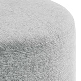 Callum 16" Round Woven Heathered Fabric Upholstered Ottoman by Lefancy
