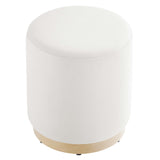 Tilden 16" Round Performance Velvet Upholstered Ottoman by Lefancy