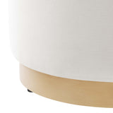Tilden 16" Round Performance Velvet Upholstered Ottoman by Lefancy