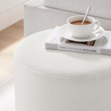 Tilden 16" Round Performance Velvet Upholstered Ottoman by Lefancy