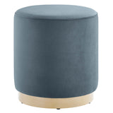 Tilden 16" Round Performance Velvet Upholstered Ottoman by Lefancy