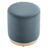 Tilden 16" Round Performance Velvet Upholstered Ottoman by Lefancy