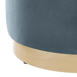 Tilden 16" Round Performance Velvet Upholstered Ottoman by Lefancy