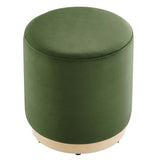 Tilden 16" Round Performance Velvet Upholstered Ottoman by Lefancy