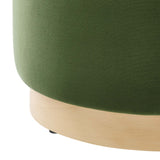 Tilden 16" Round Performance Velvet Upholstered Ottoman by Lefancy