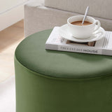 Tilden 16" Round Performance Velvet Upholstered Ottoman by Lefancy