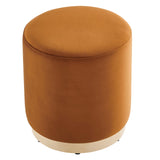 Tilden 16" Round Performance Velvet Upholstered Ottoman by Lefancy