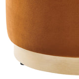 Tilden 16" Round Performance Velvet Upholstered Ottoman by Lefancy