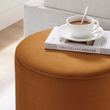 Tilden 16" Round Performance Velvet Upholstered Ottoman by Lefancy