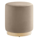 Tilden 16" Round Performance Velvet Upholstered Ottoman by Lefancy