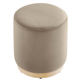 Tilden 16" Round Performance Velvet Upholstered Ottoman by Lefancy