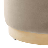 Tilden 16" Round Performance Velvet Upholstered Ottoman by Lefancy