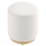 Tilden 16" Round Sherpa Upholstered Ottoman by Lefancy